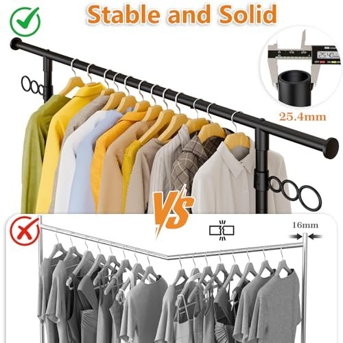 Heavy Duty Rolling Clothes Rack - Adjustable Garment Rack for Hanging Clothes, 4
