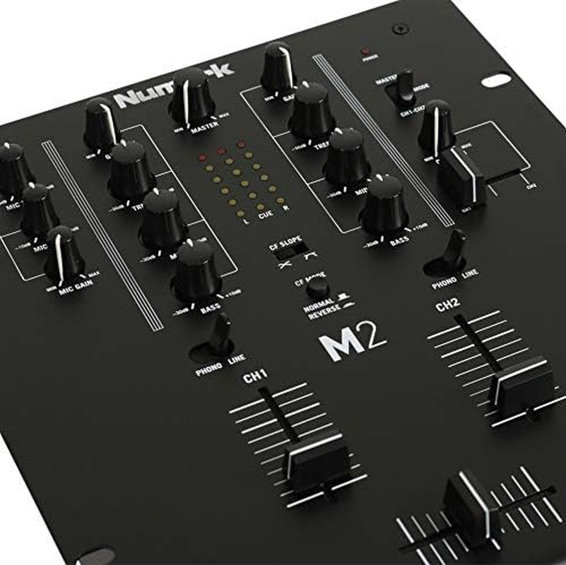 M2 - 2-Channel Scratch DJ Mixer, Rack Mountable with 3-Band EQ, Microphone Input
