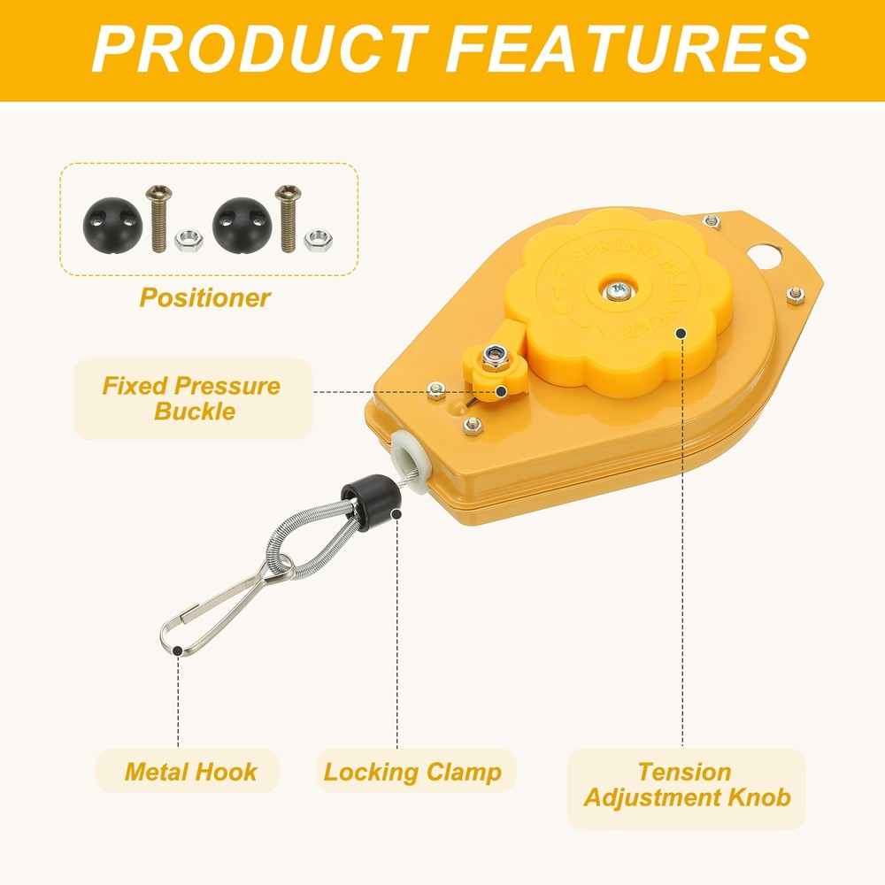 6.6-11lbs Retractable Spring Balancer 9.1 Feet Adjustable Spring Tool Yellow