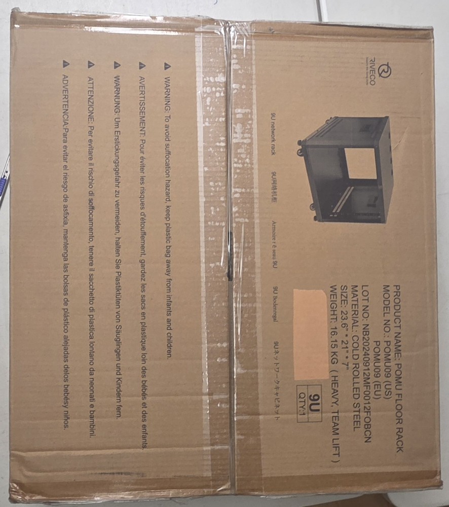 RIVECO 9U Network & Audio Rack with Feet & Wheels Server Rack #3955G T5