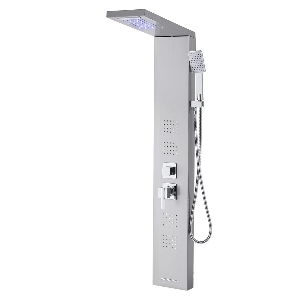 Shower Panel Tower System Stainless Steel Column Rainfall Waterfall Head 5 Modes