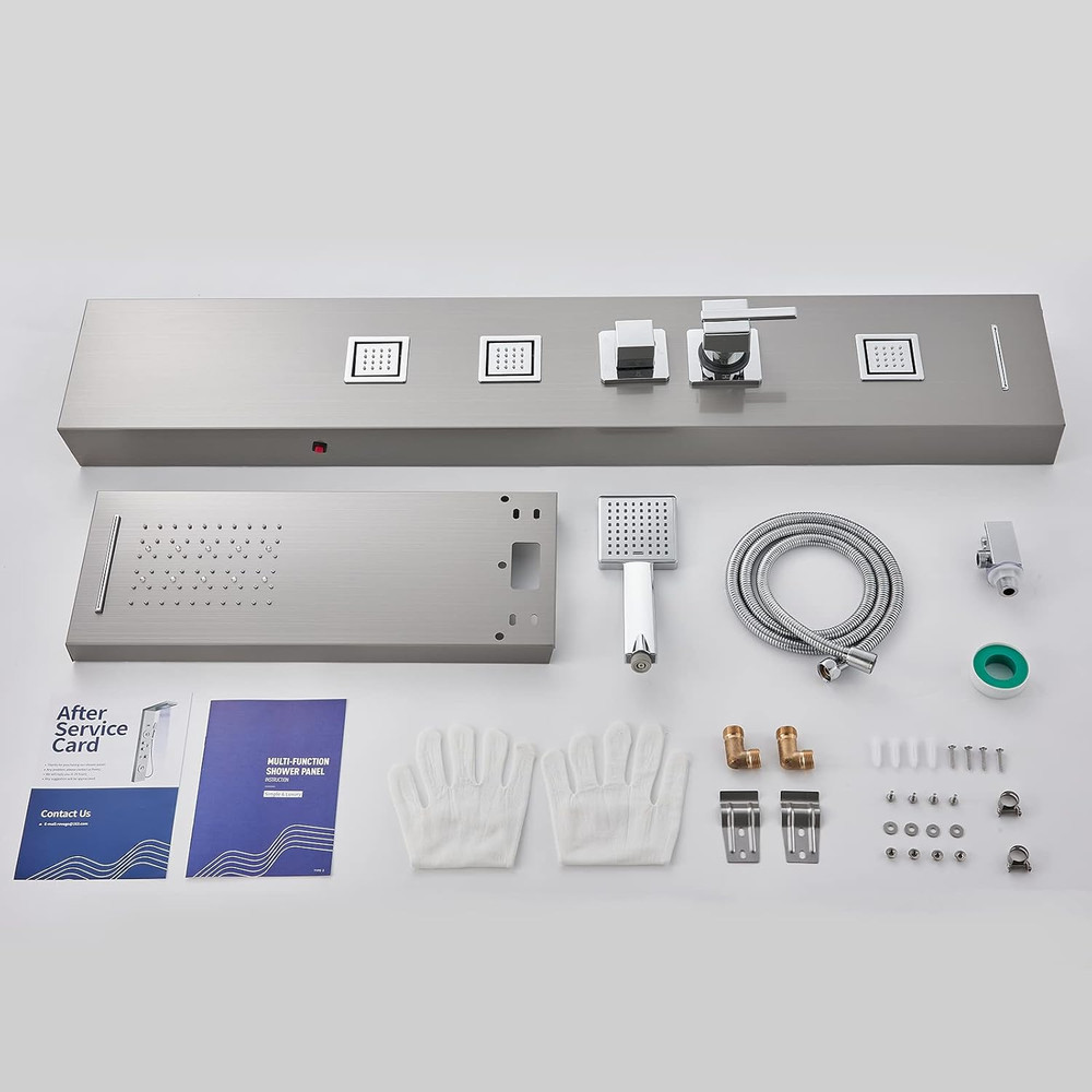 LED Shower Panel Tower with Rainfall, Massage Spray & Handheld Shower