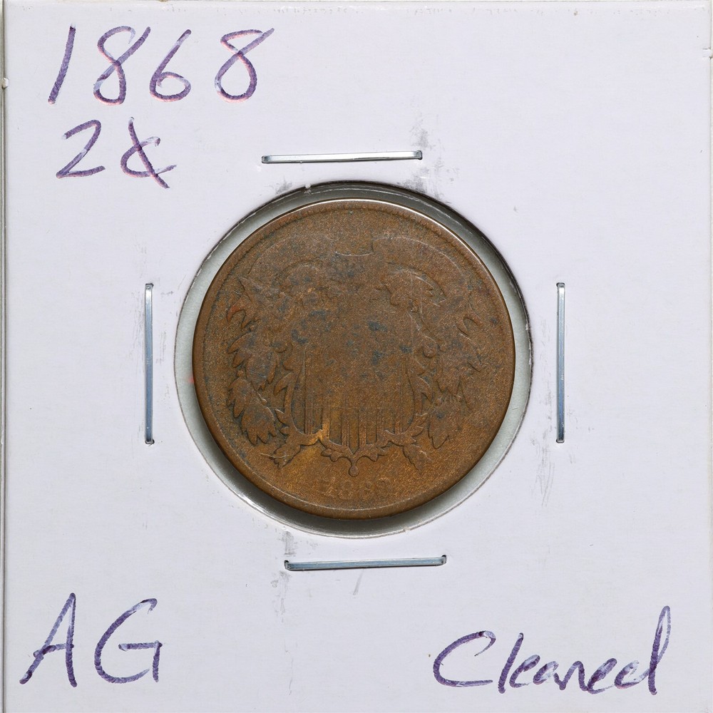 1868 2C Two Cent Piece with AG Detail Cleaned #2892