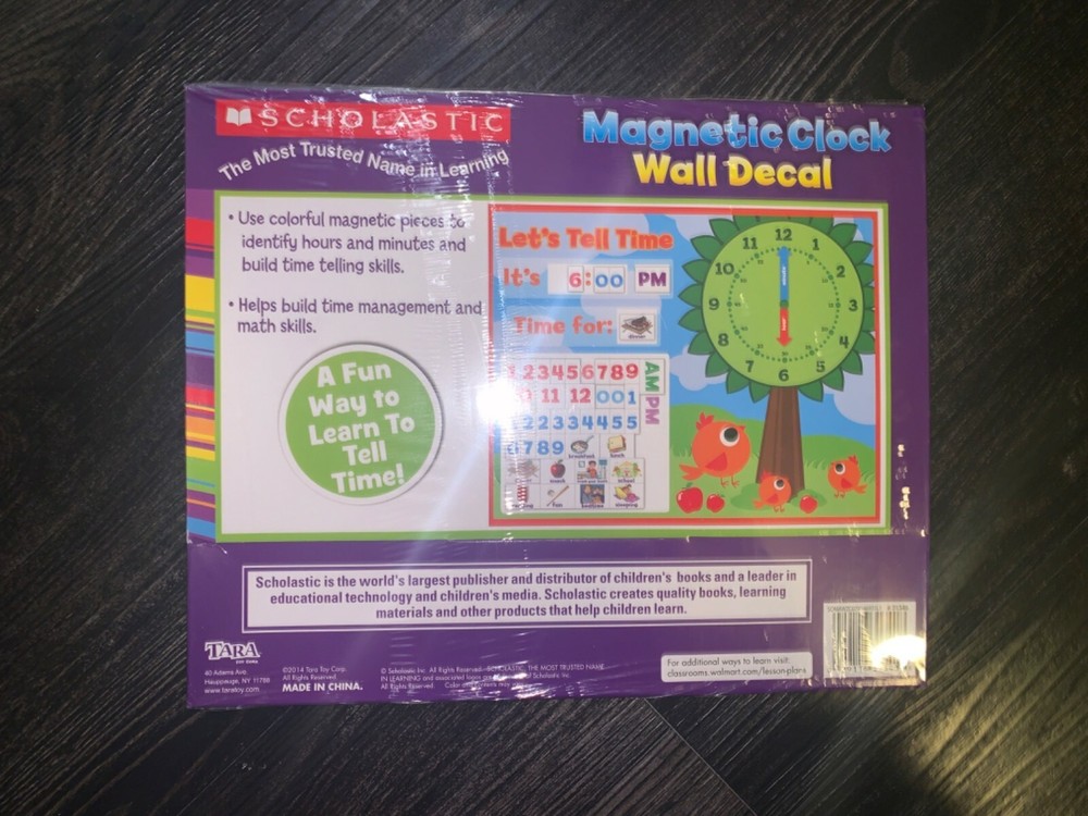 Free Ship! NEW! Scholastic Interactive Magnetic Clock Wall Decal for Teachers, S