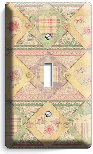 RETRO SEWING PATCHWORK SINGLE LIGHT SWITCH PLATE SCRAPBOOKING STUDIO ROOM DECOR