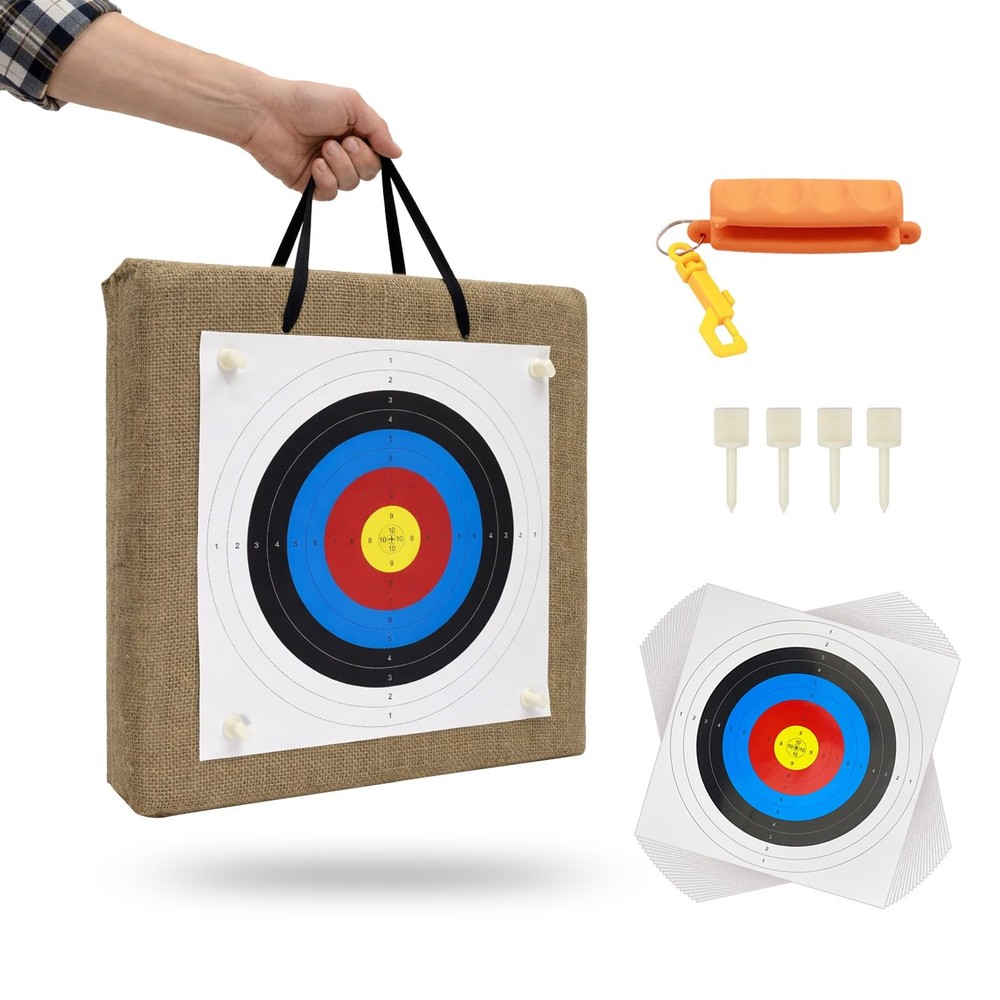 FANGZUO 20" Straw Archery Target (4.7" Thick) for Backyard Practice – Easy Ar...