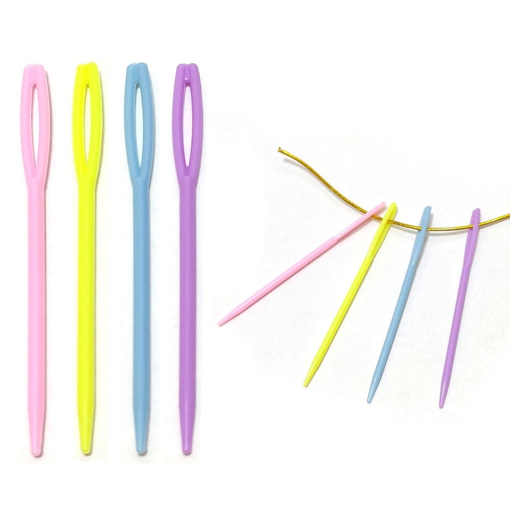 52Pcs 2.7 "Large Eye Plastic Sewing Needles,Learning inches, multicolor