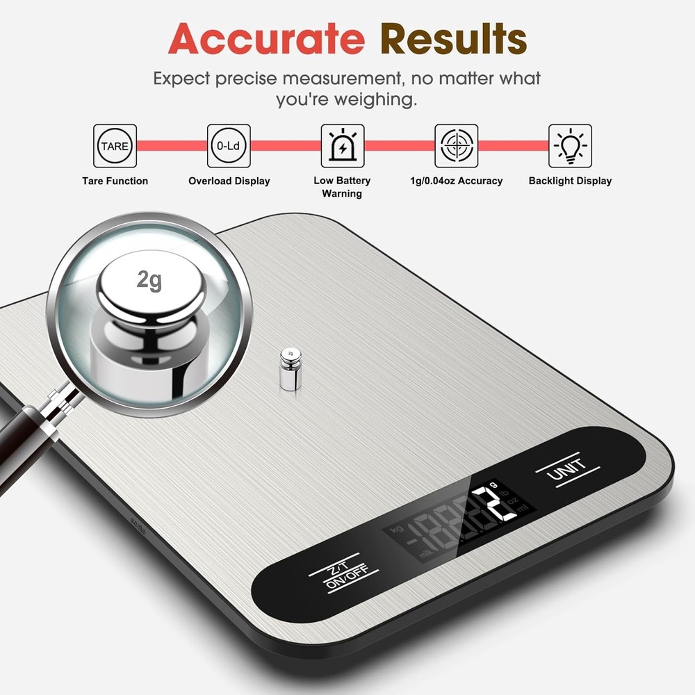 Food Scale 22lb Digital Kitchen Scale W/ 6 Units Tare Function & LCD Display