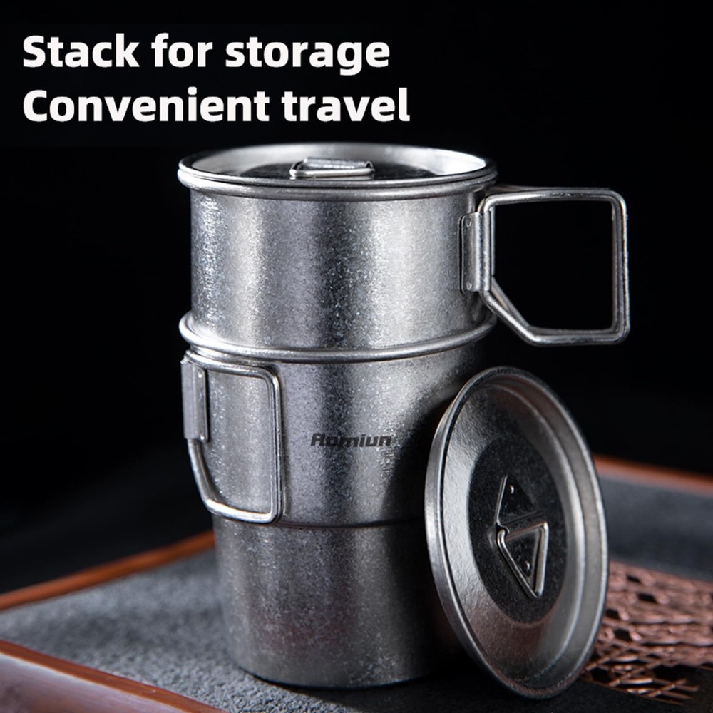 Titanium Mug, 300ml 10oz Camping Coffee Cup with Foldable Handle, Lightweight...