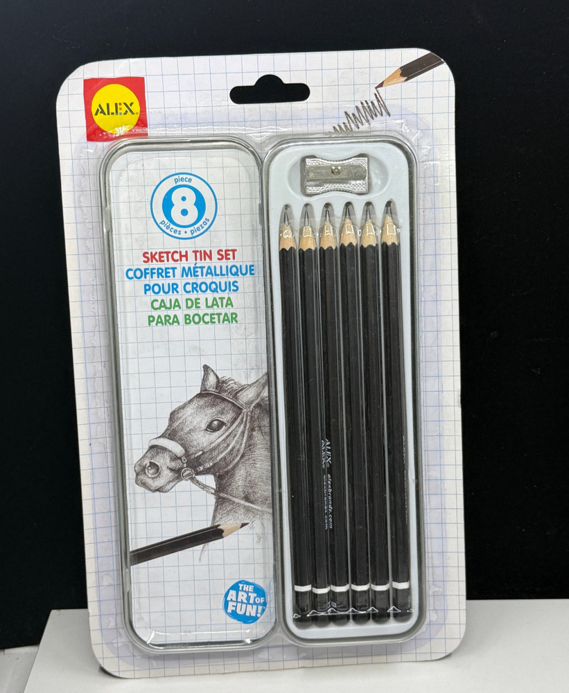 Alex 8-Piece Sketch Tin Set With Sharpener - New In Box