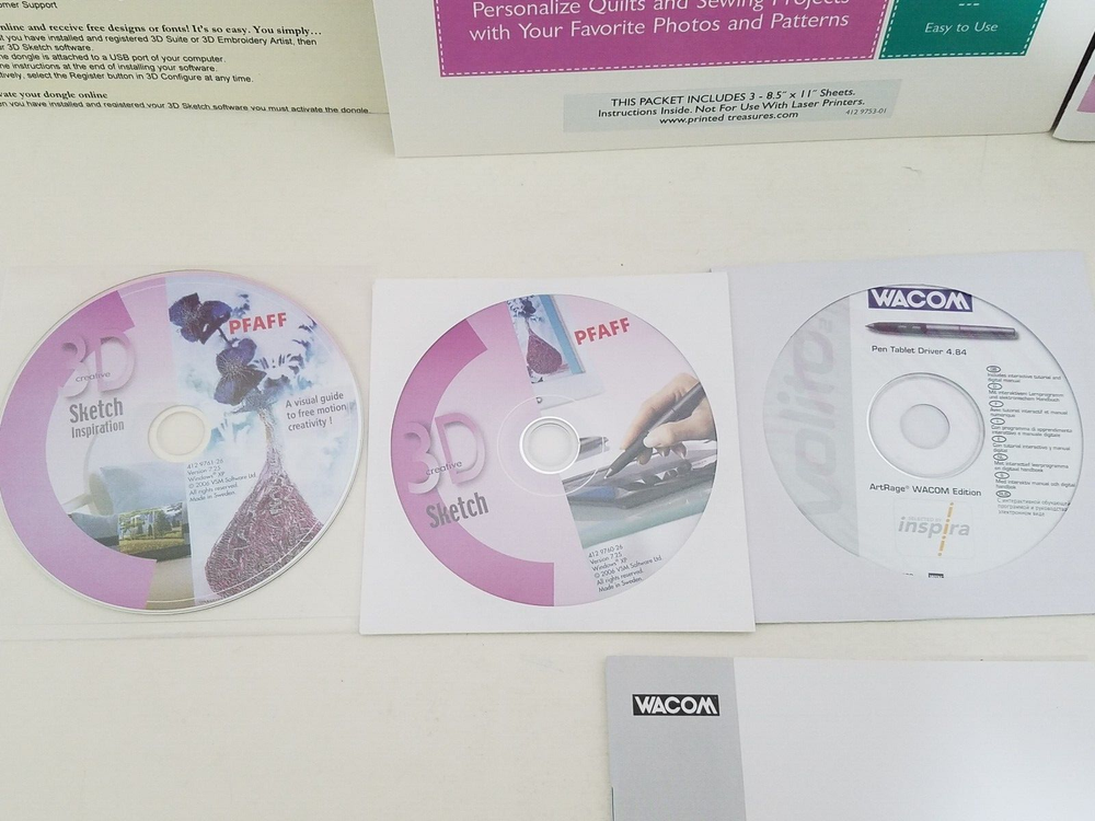 Pfaff 3D Creative Sketch Embroidery Software Inspira Drawing Tablet Complete