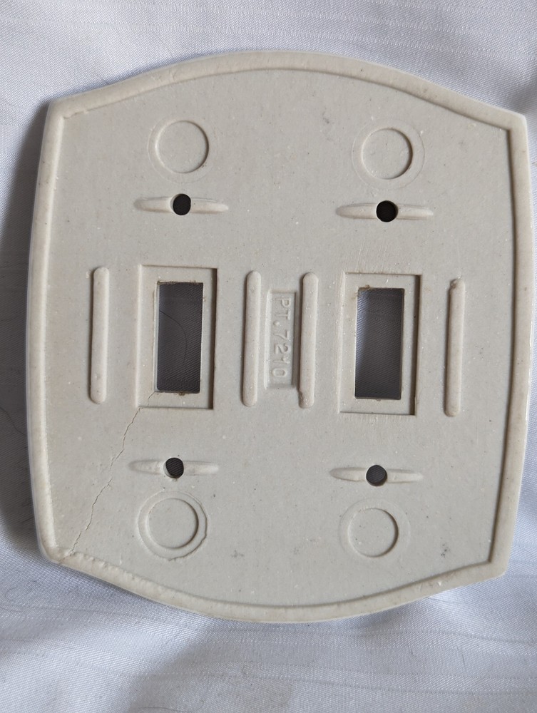 Pink rose transferware double light switch plate ceramic PT 7210