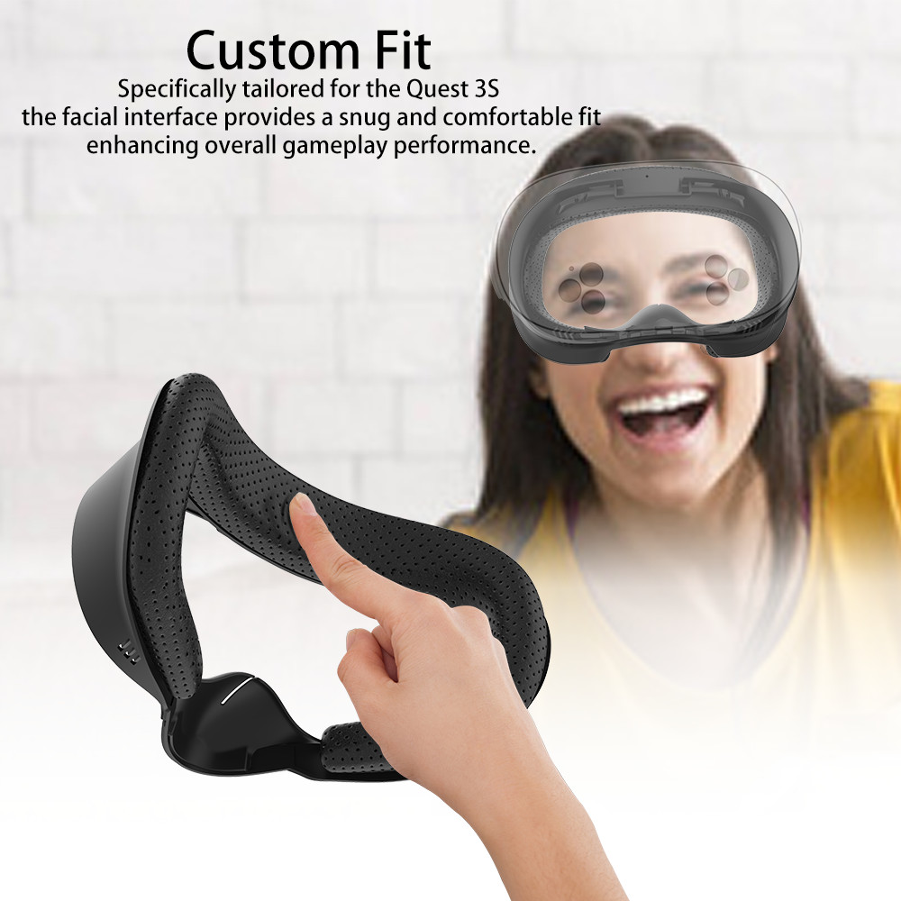 Face Cover for Meta Quest 3S VR Headset PU Pad Interface Replacement Mask