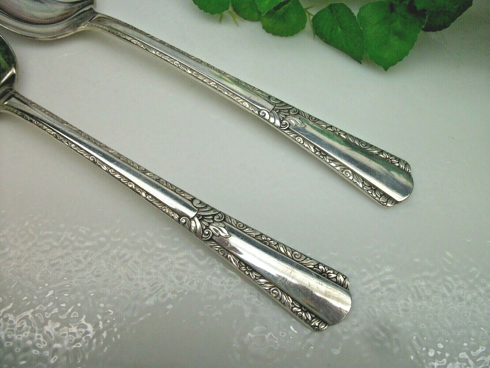 2 International Rogers ROYAL PAGEANT Silverplate Solid Serving Spoons 1937
