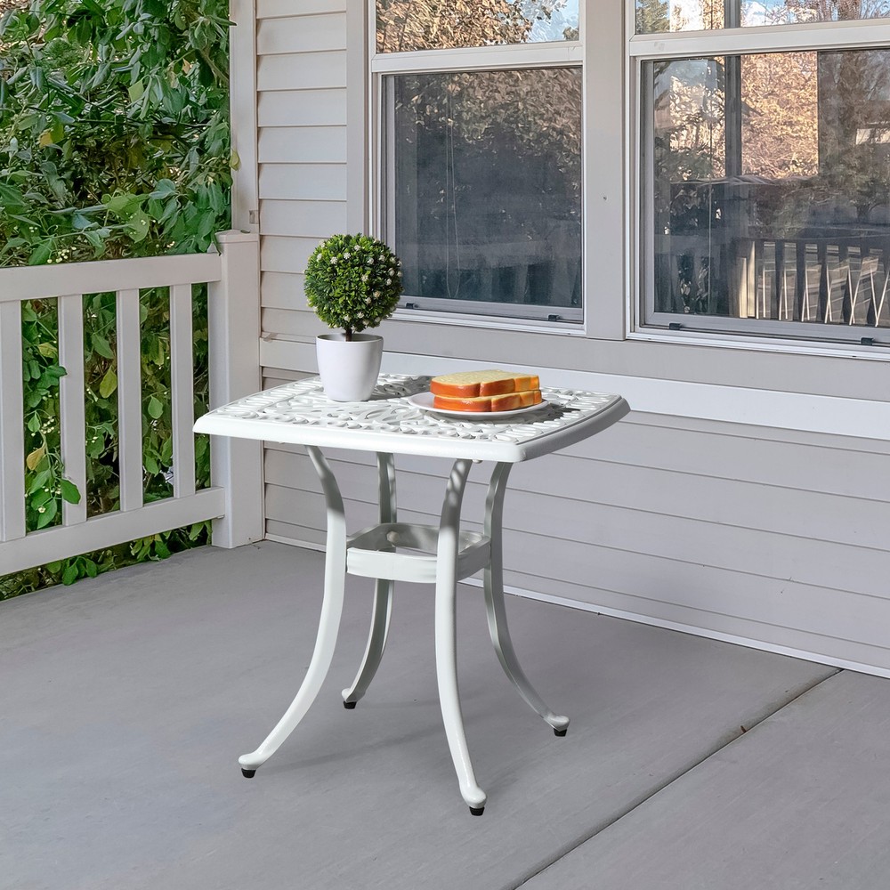 Outdoorr Cast Aluminum Square Table, End Table Side Table for Paio Backyard Pool