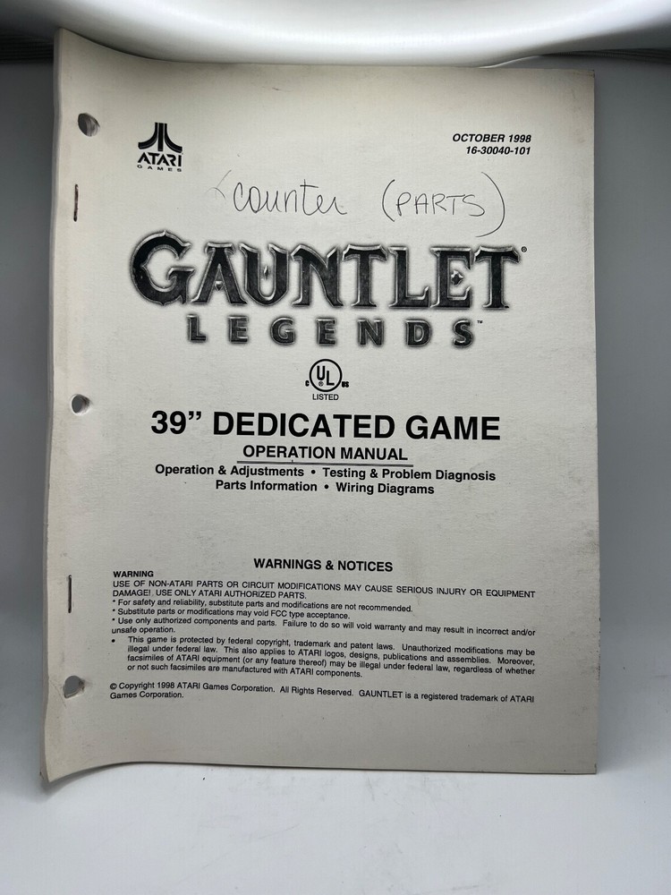 ATARI: Arcade game Manuals Collection from distributors library YOUR CHOICE