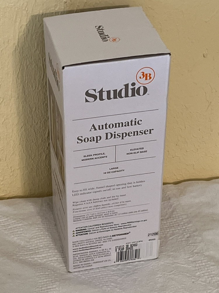 New Studio 3B Automatic Soap Dispenser - Matte Brass Finish - Variable Speed