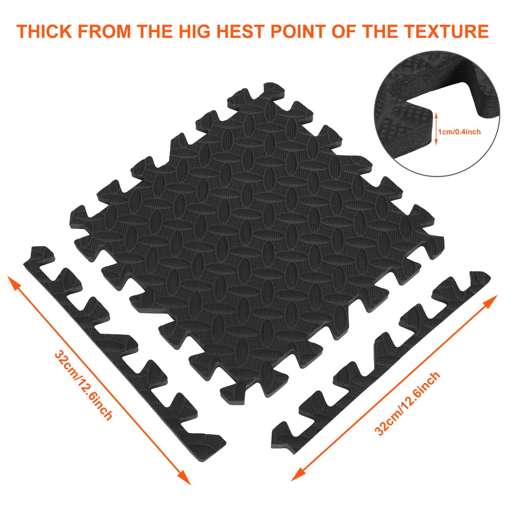Puzzle Exercise Mat Interlocking Foam Gym Flooring Mat 12 Tile 3/4'' Extra Thick