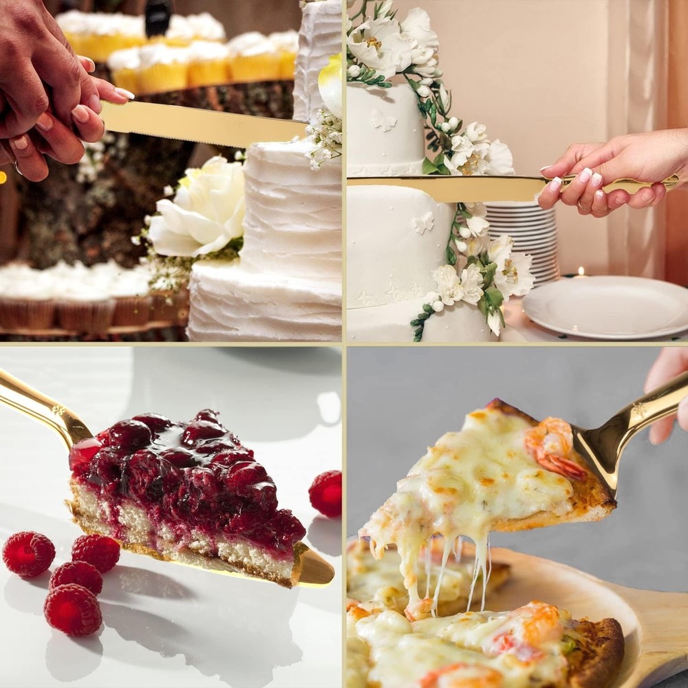 Cake Cutting Set for Wedding, Elegant Cake Knife and Server Set with Thickened S