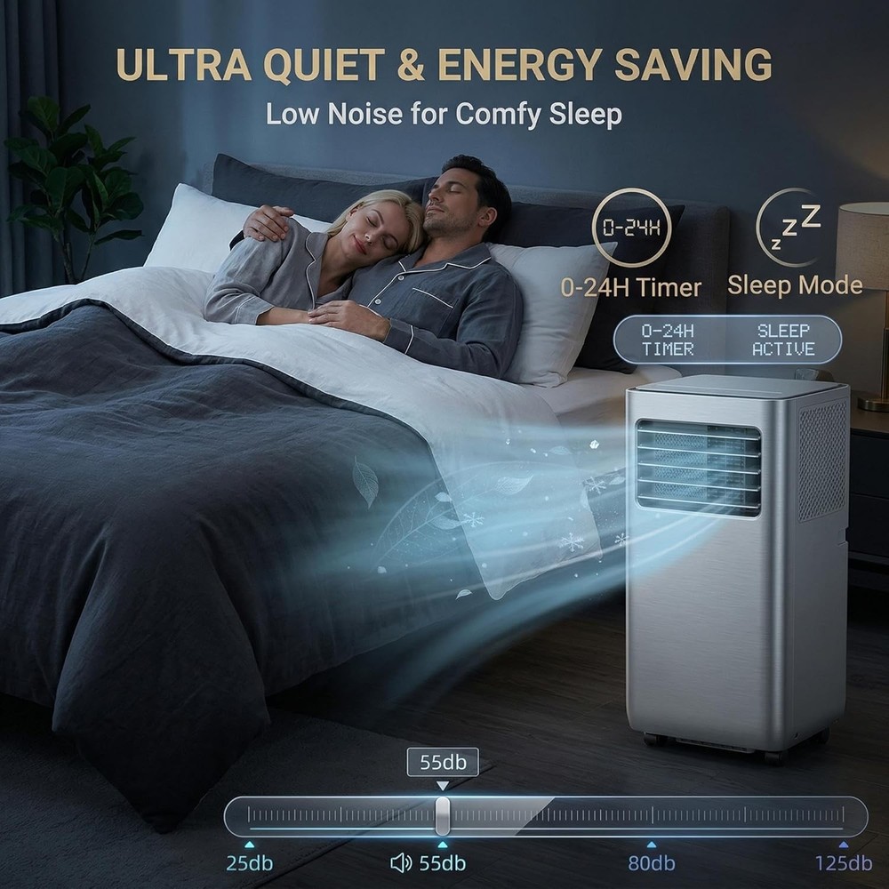 10000 BTU Portable AC Unit, 3-in-1, Dehumidifier, Window Kit, Quiet, Cools 450ft