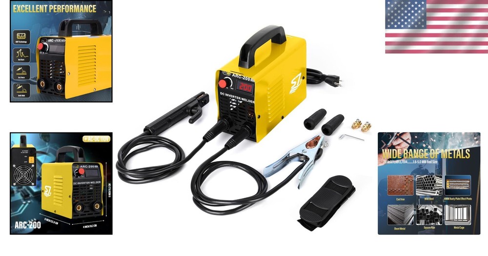 Welding Machine 110V Portable 200Amp Beginner Friendly LCD Display Tools