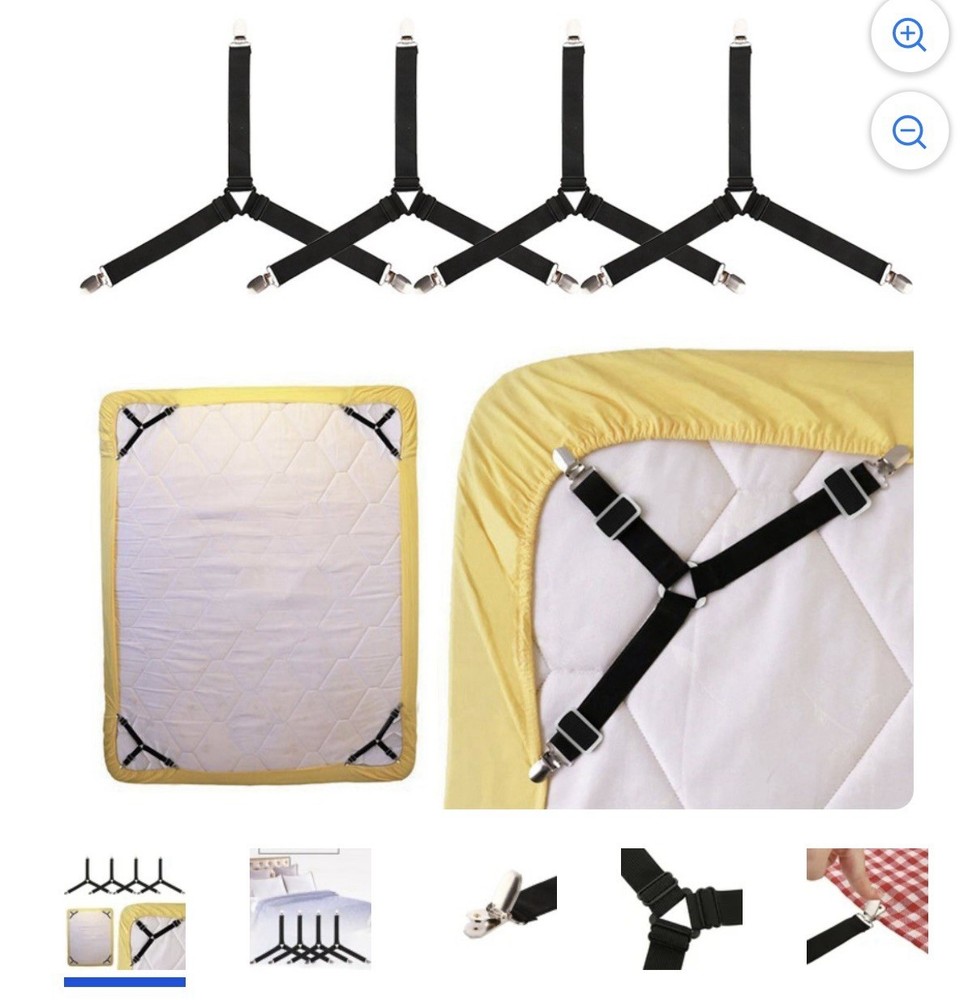 Bed Sheet Holder Straps 8 Pack Adjustable Triangle Elastic Matress Sheet Clip