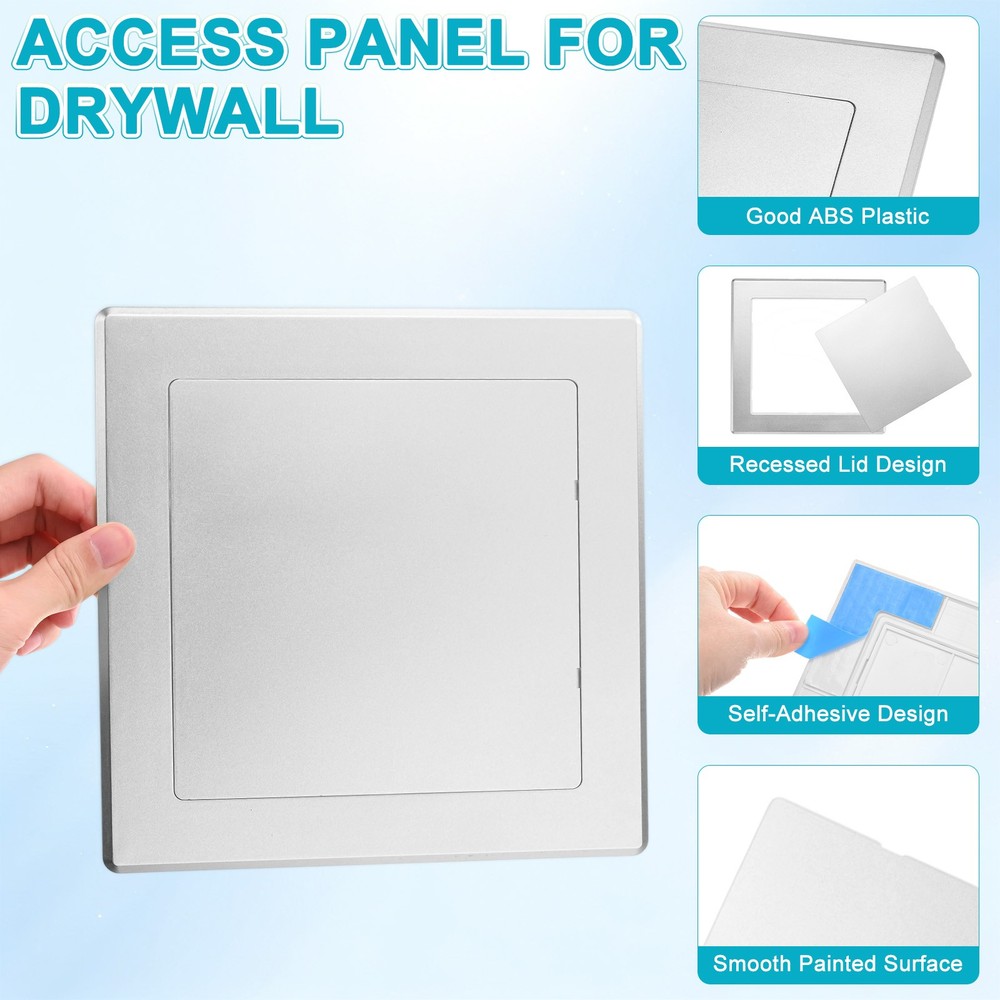1-Pack Access Panel for Drywall, 6x6" Plastic Removable [Silver Tone, Square]