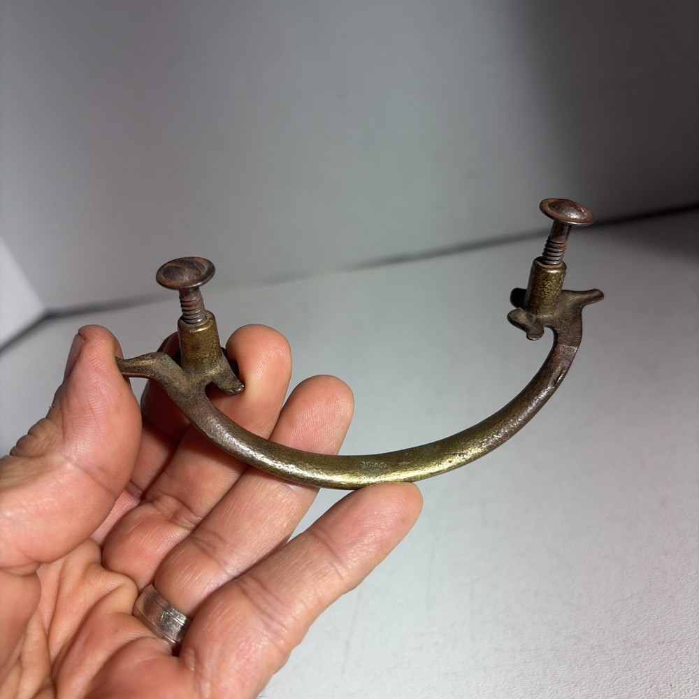 Antique Vintage Victorian Single Brass Drawer Pull Handle Floral