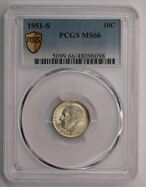 1951-S Roosevelt Dime PCGS MS66