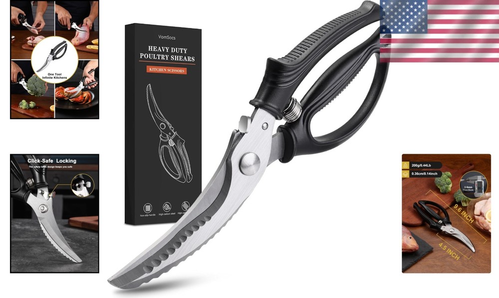 Professional Poultry Scissors with Non-Slip Handle - Multi-Purpose Cutting Tool