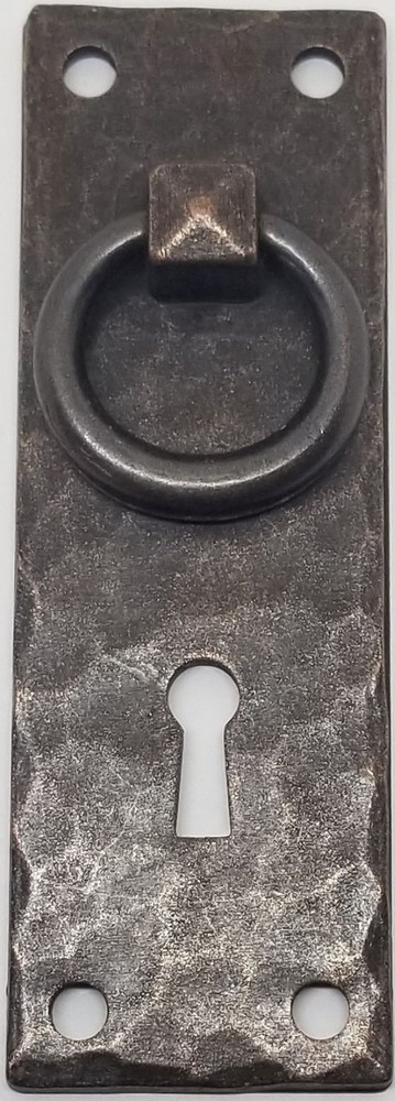 VERTICAL Hammered Forged Brass Mission Door PULL KEYHOLE Antique Copper rustic