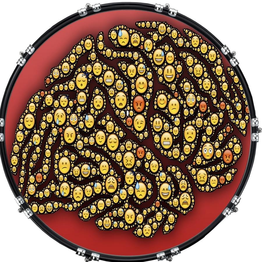 22" Custom Bass Kick Drum Front Head Graphic Graphical Emojo Brain