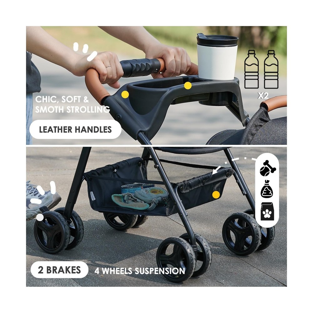 3 in 1 Pet Stroller with Removable Carrier, Folding Stroller for Small/Medium...