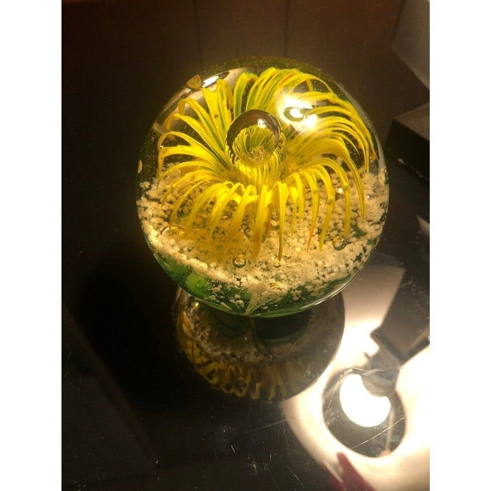 ISP Home Exploding Flower Heavyweight Art Glass Paperweight