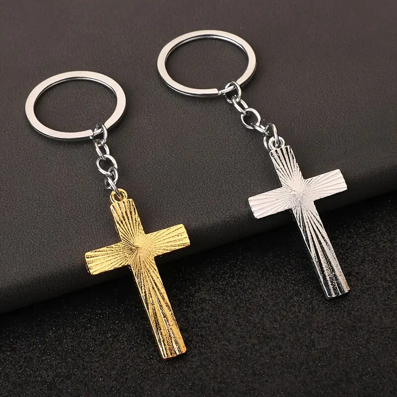 Simple Cross Keychain Gold Or Silver