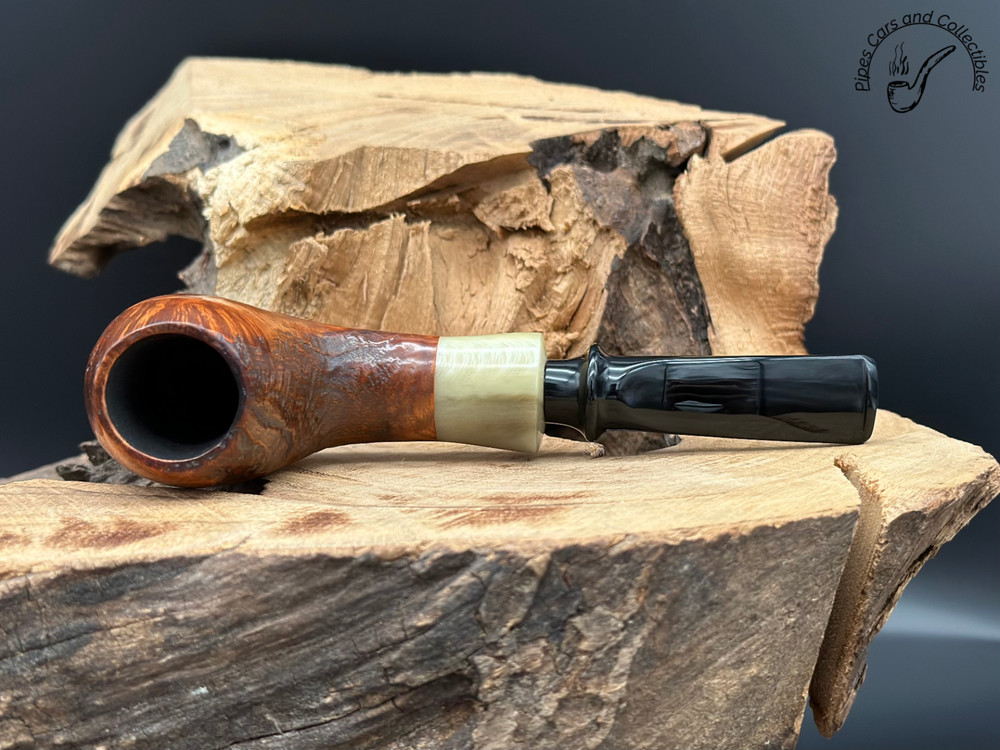 Brebbia Special Bent Brandy Half Rustique Smoking Pipe