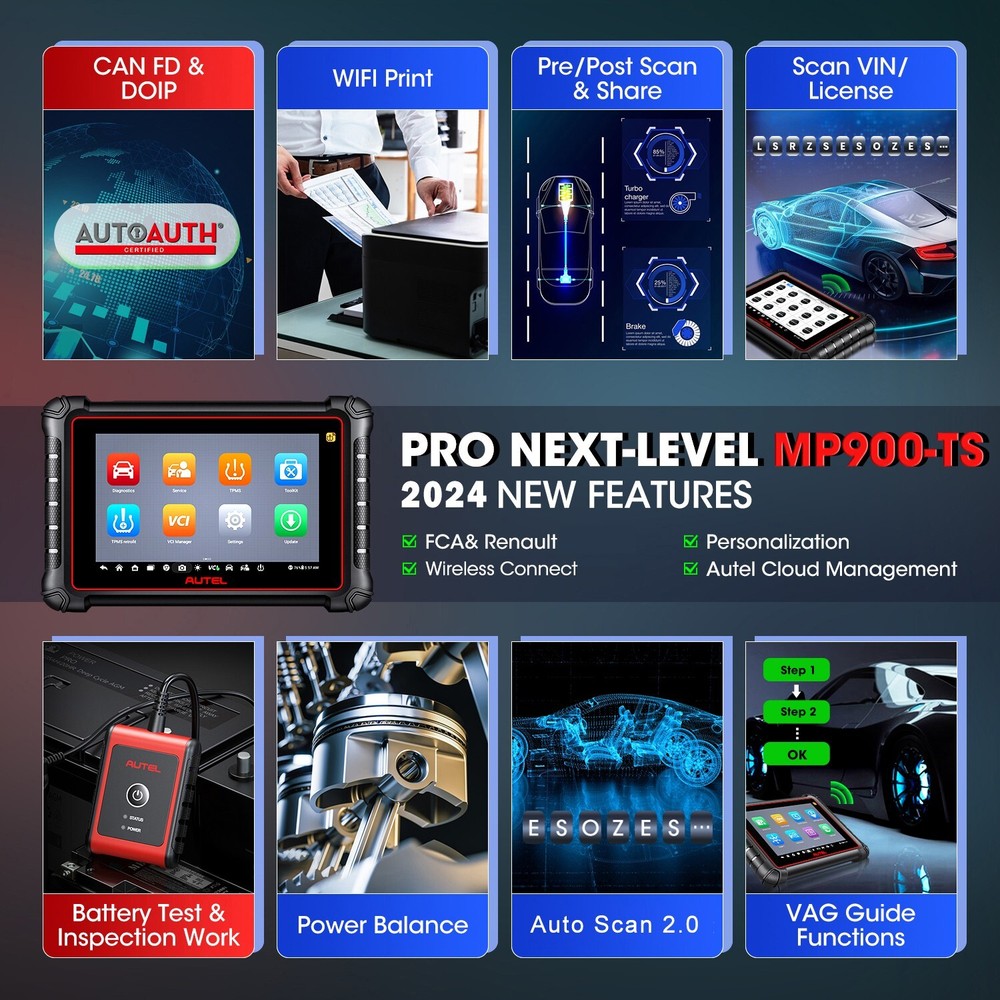 Autel MaxiPRO MP900TS MP900-TS TPMS Programming ECU Coding Bidirectional Scanner