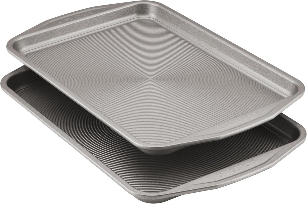 Total Bakeware Set Nonstick Cookie Baking Sheets 2 Piece Gray