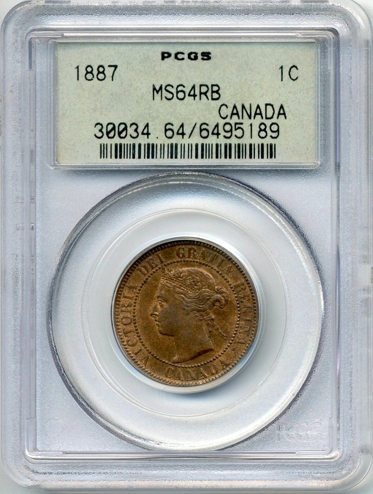 1887 Canada Large Cent - Choice Uncirculated, PCGS MS64 RB