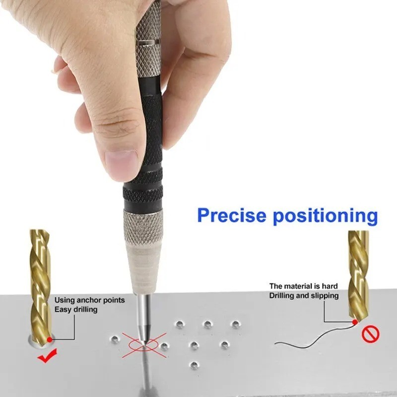 2 Super Strong Automatic Centre Punch Adjustable Spring Loaded Metal Drill TooL