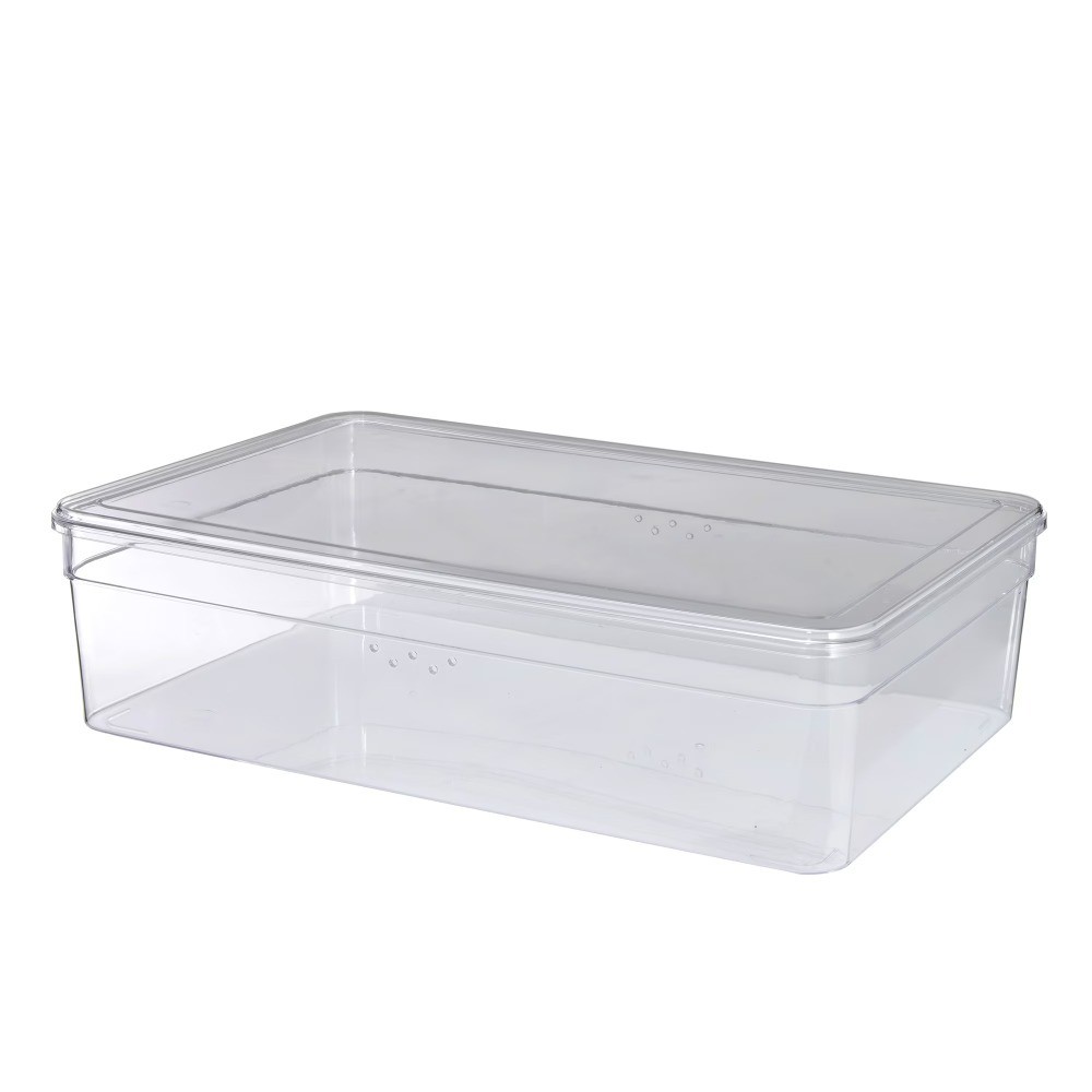 Clear Glossy Plastic Shoe Storage Box with Lid, Stackable Closet Organizer for