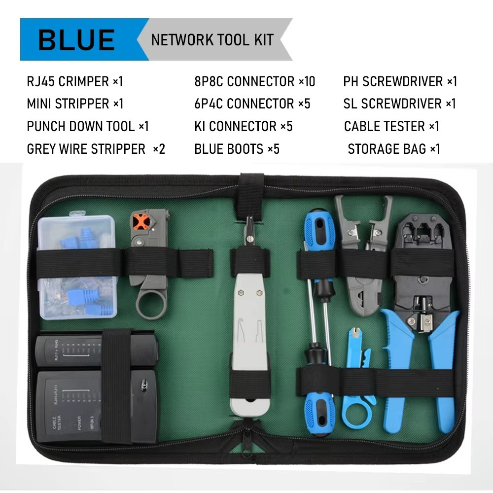 Network Tool Kit - RJ45 Crimper, Tester & Strippers for Ethernet Cable Work