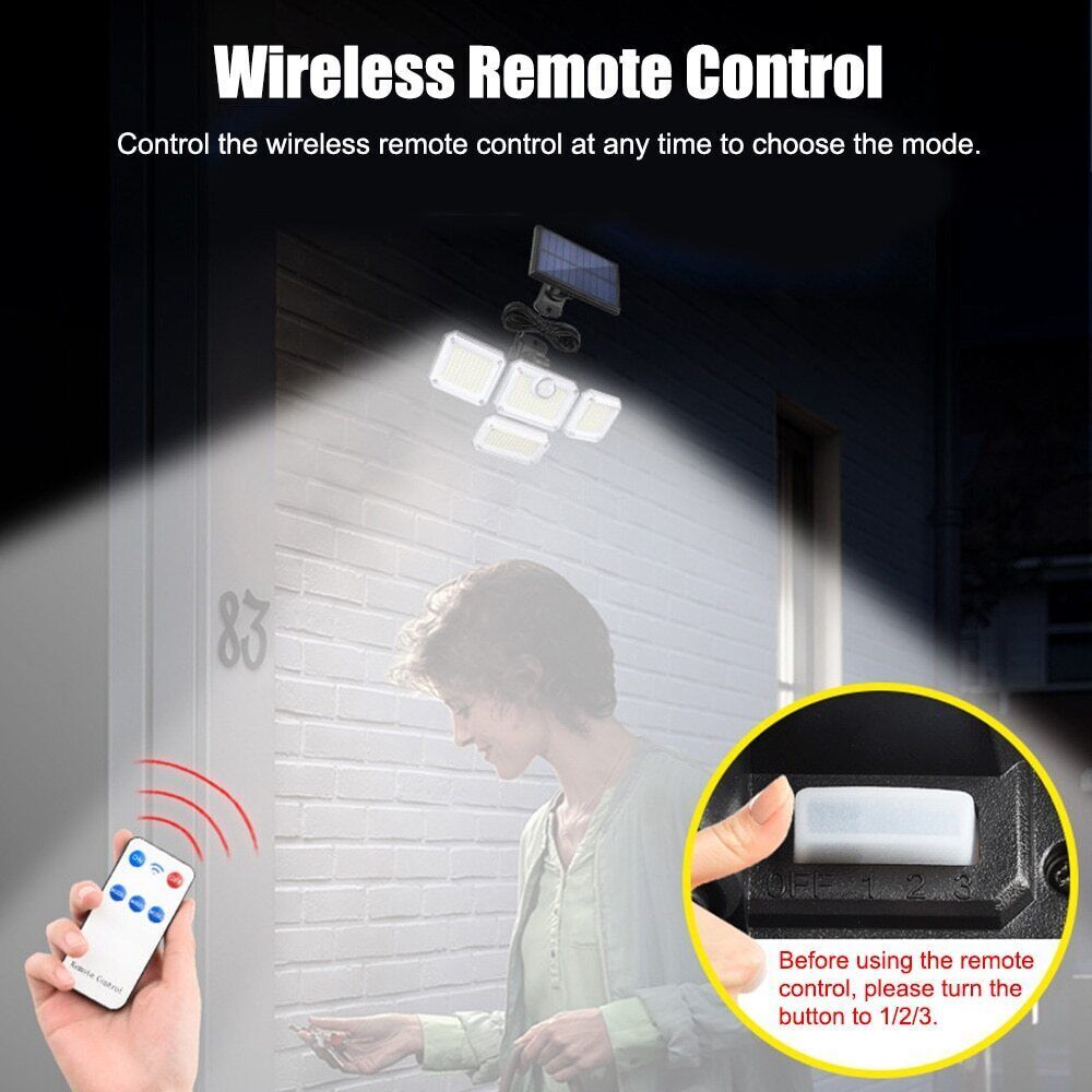 4 Pack Solar Lights Outdoor 5000LM Waterproof Motion Sensor Security Wall Lamp