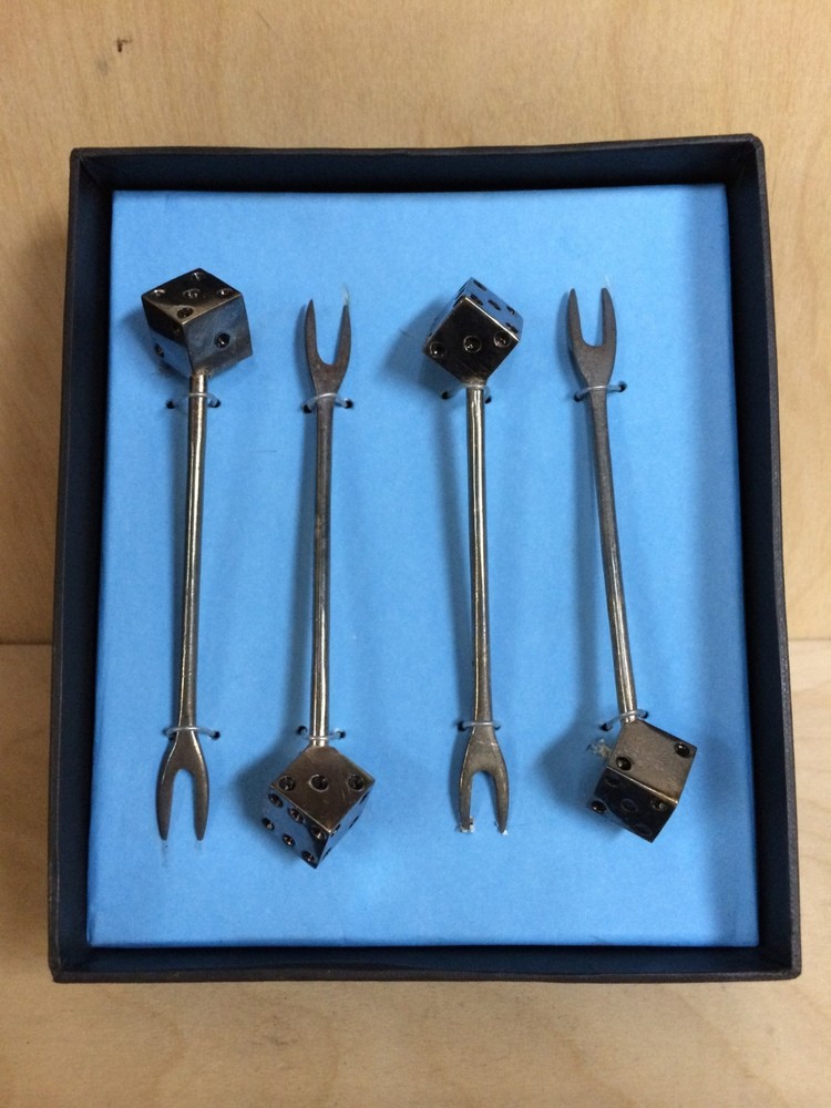 INTERLUDE HOME LUCKY DICE 4 COCKTAIL FORKS   3 PK