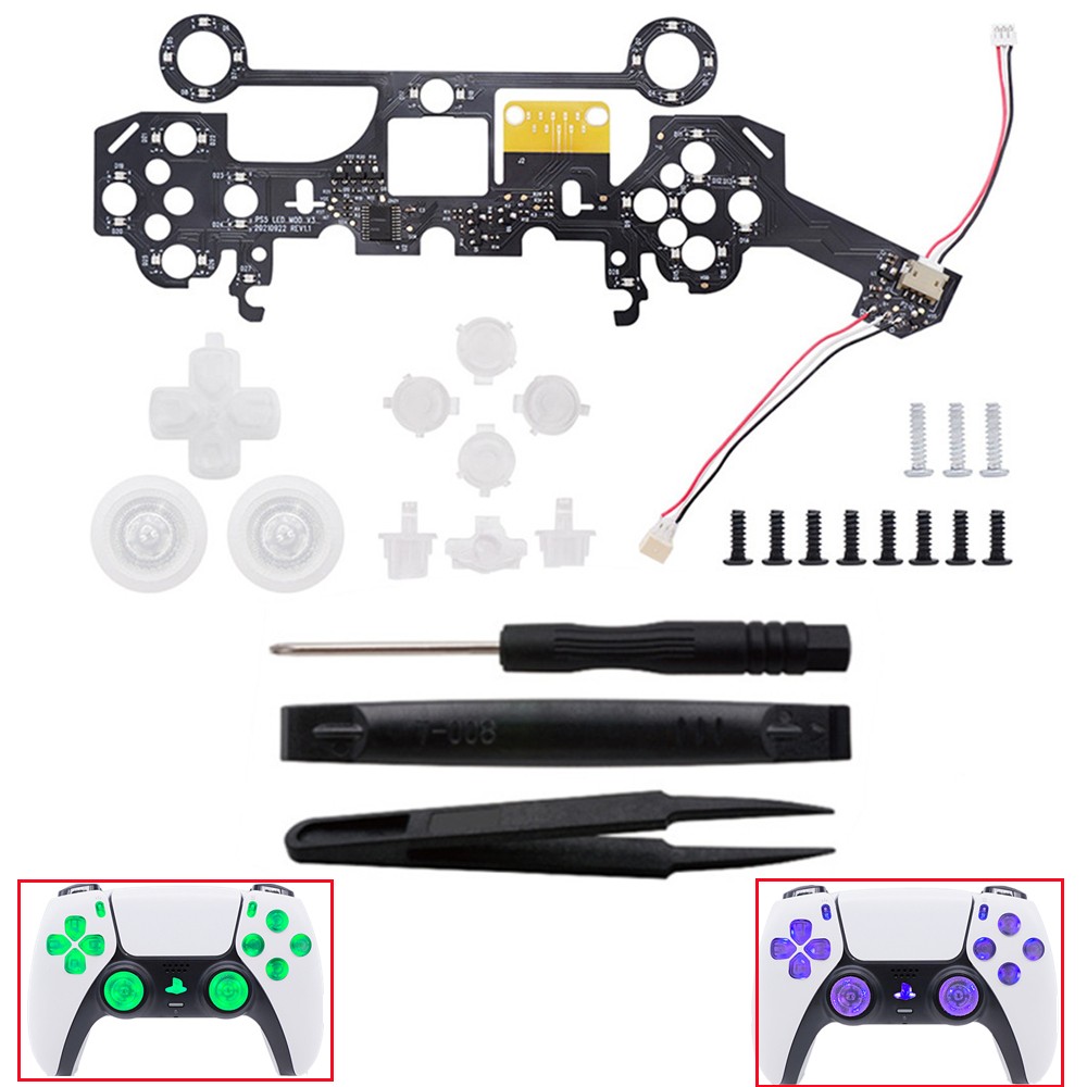 8 Colors Luminated DIY Light Panel Board Thumbsticks LED Kit For PS5 Controller