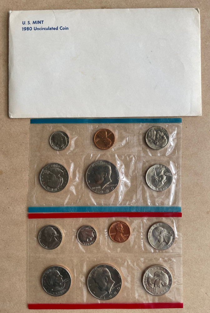 1980 US Mint Uncirculated Set Includes 3 Susan B. Anthony Dollars P, D,& S