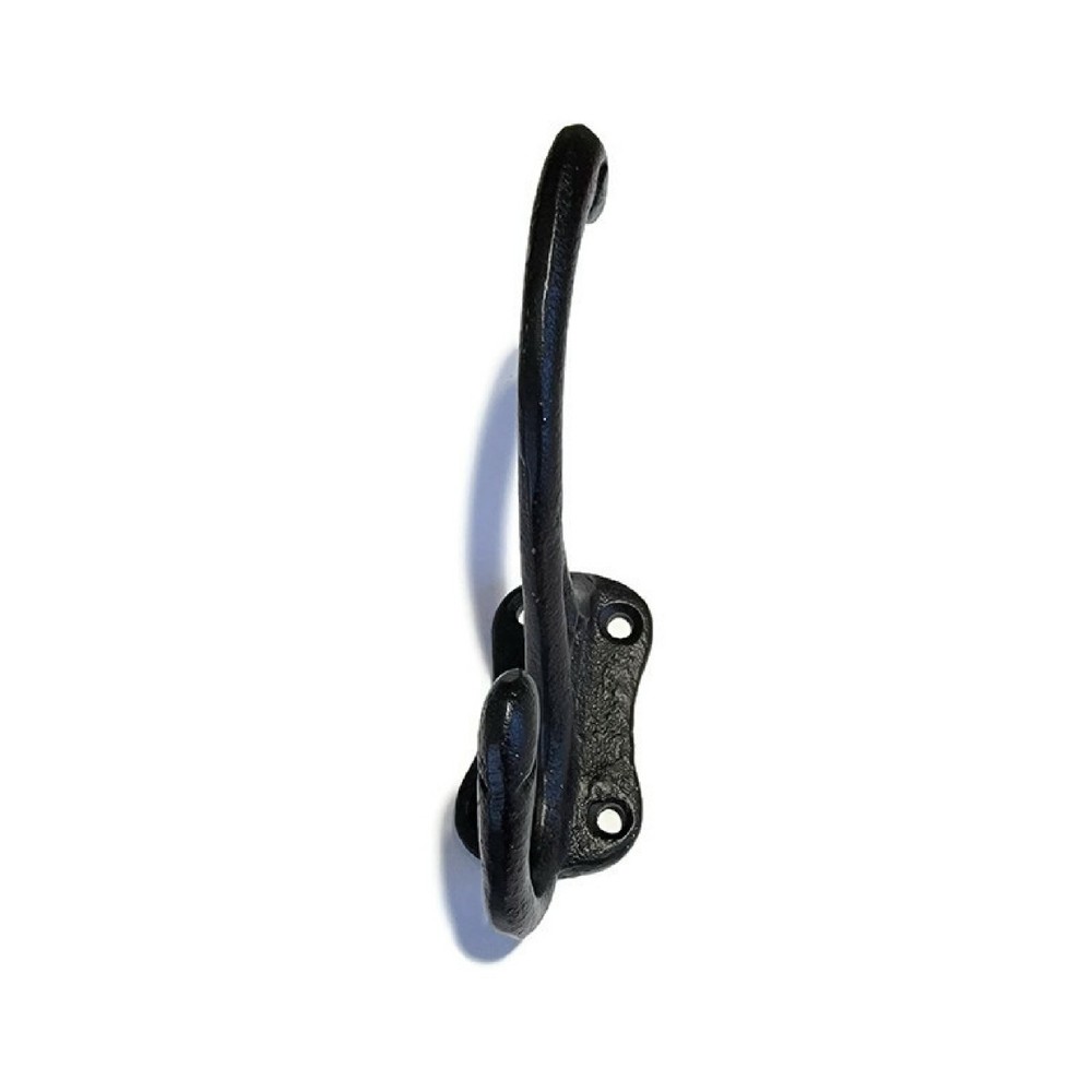 Coat Hook - Black Cast Iron Front Mount Coat Hook for Hall Tree