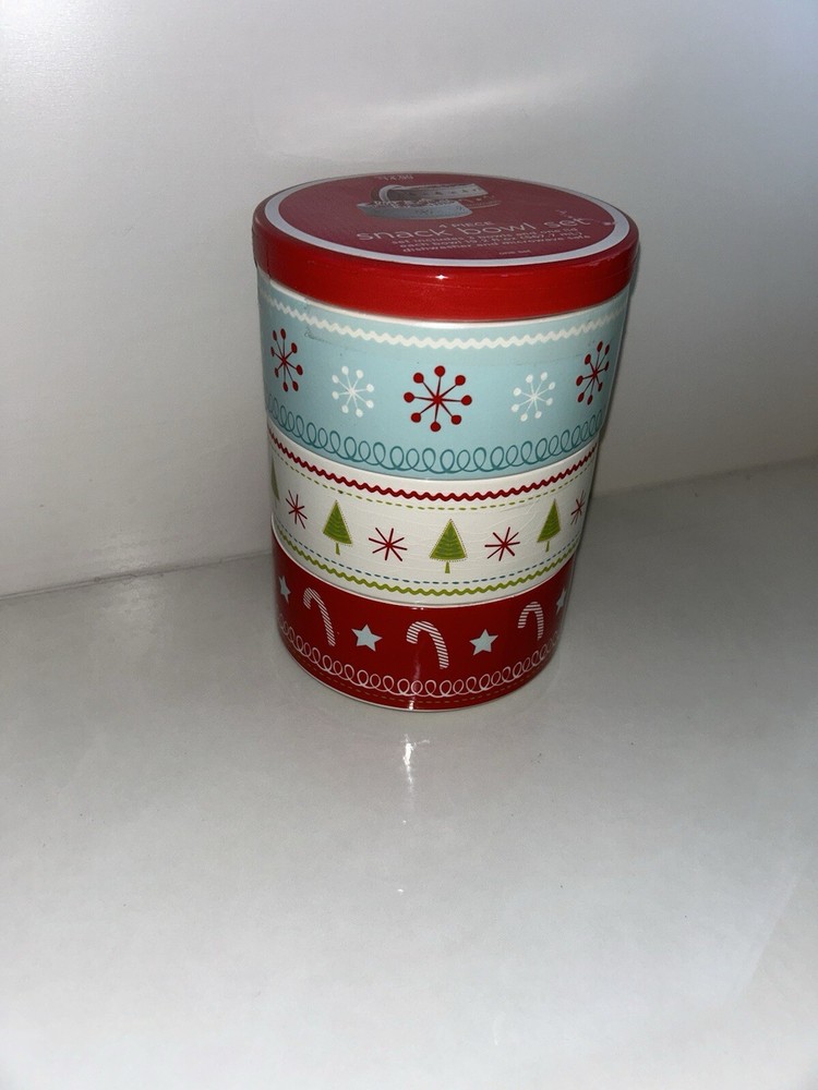 New Kitchen Stackable Canister Dishes Set Christmas Decor Tree Candy Canes