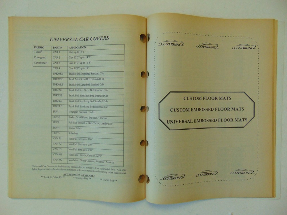 Vintage Original 1998 Coverking Application Catalog