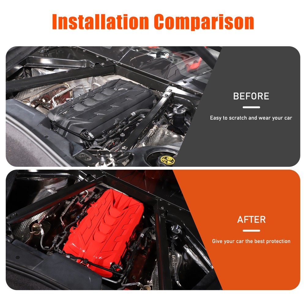 For 2020-Up Corvette C8 ABS Plastic Red Engine Cover